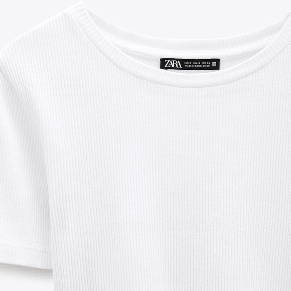 Zara Ribbed Cotton T-shirt - NWT - Small - Picture 2 of 11